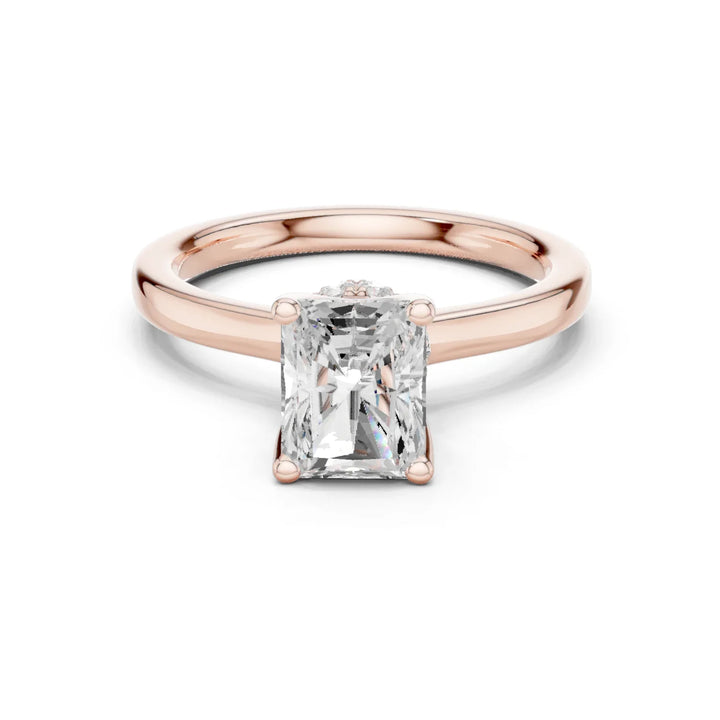 Radiant Shape Diamond Hidden Halo Engagement Ring