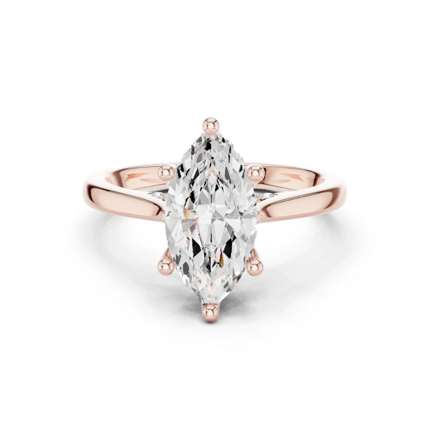 Marquise Cut Diamond Hidden Halo Engagement Ring With Cathedral Pave