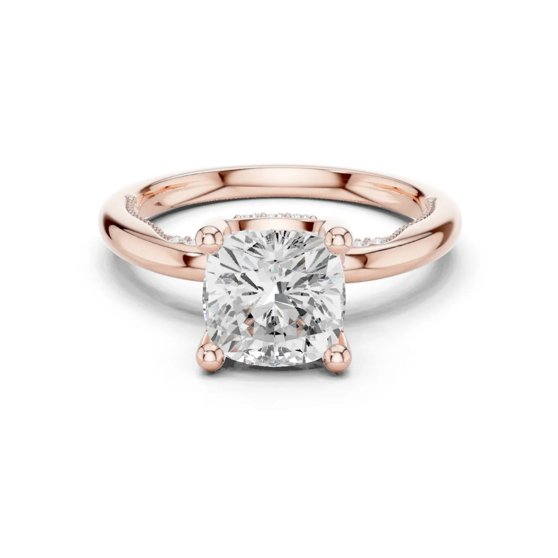 Hidden Halo Cushion Cut Diamond Engagement Ring