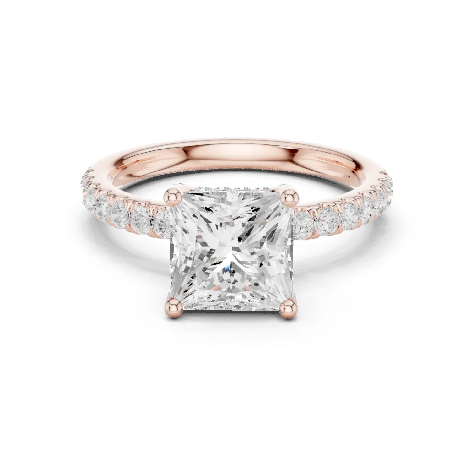 Princess Diamond Engagement Ring With Pave Band