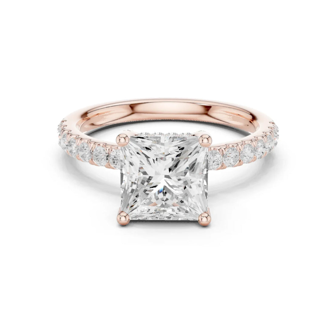 Princess Diamond Engagement Ring With Pave Band