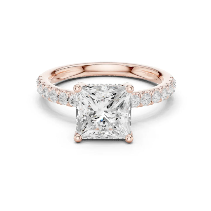 Princess Diamond Engagement Ring With Pave Band