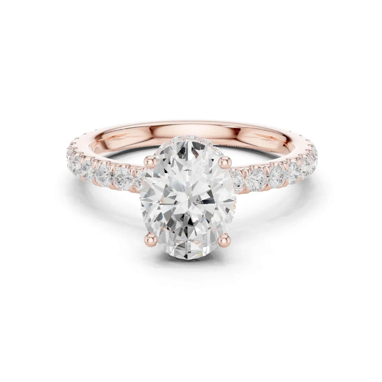 Oval Cut Diamond Double Halo Pave Engagement Ring
