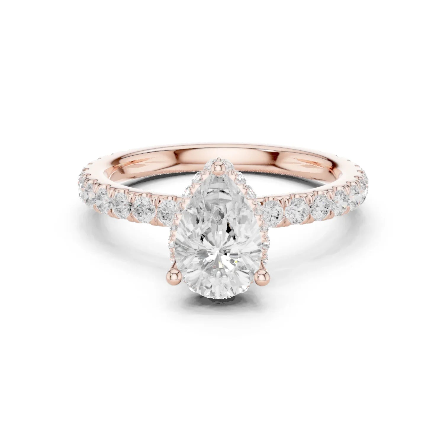 Pear Cut Diamond Double Halo Pave Engagement Ring