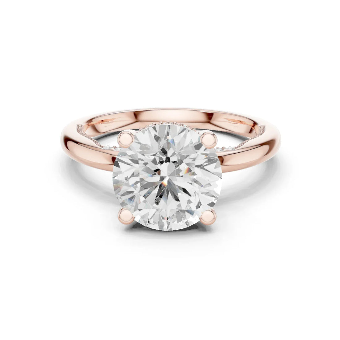 Hidden Halo Round Cut Diamond Engagement Ring