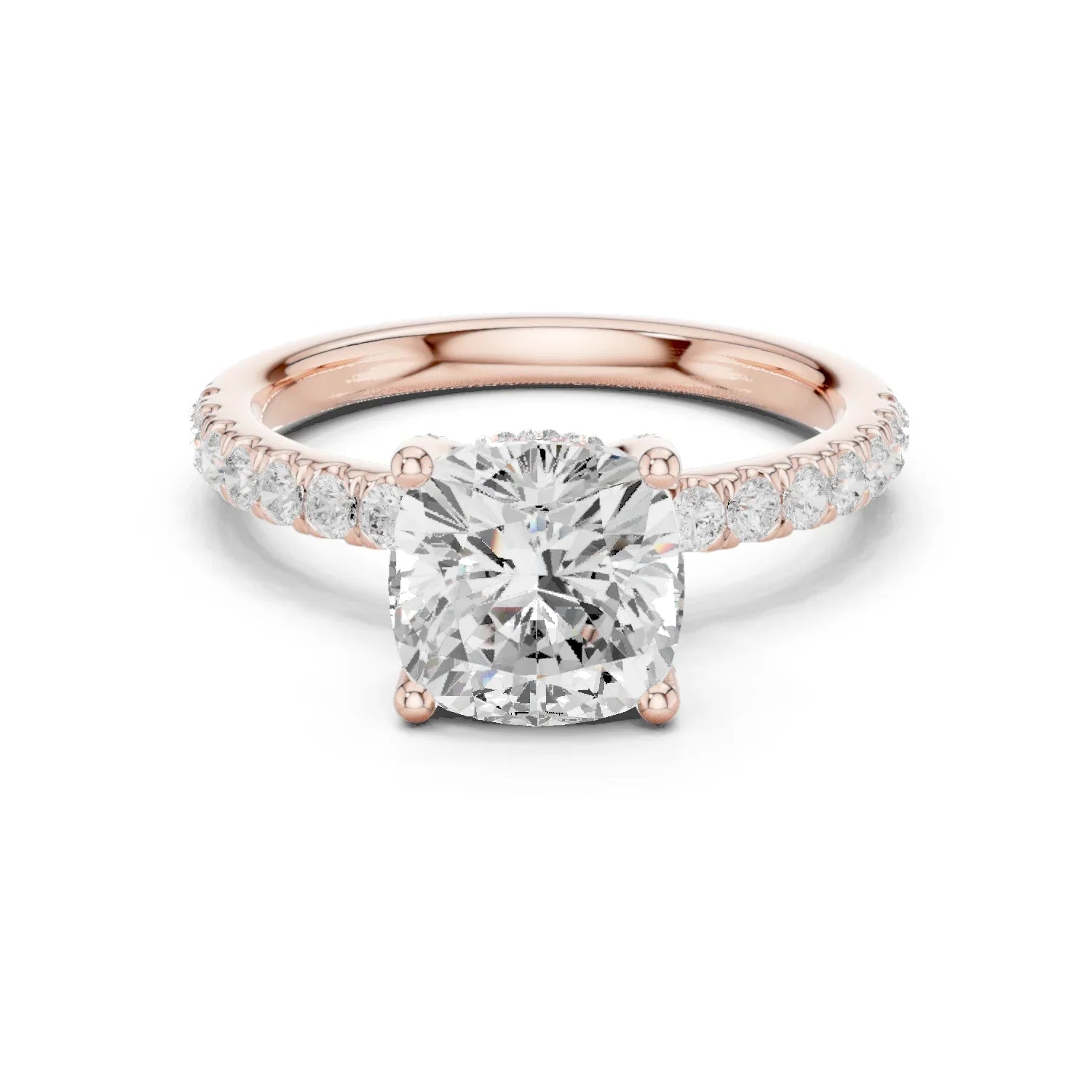 Cushion Diamond Engagement Ring With Pave Band