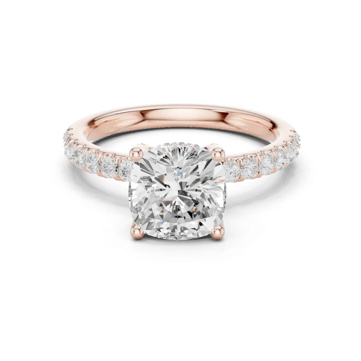 Cushion Diamond Engagement Ring With Pave Band