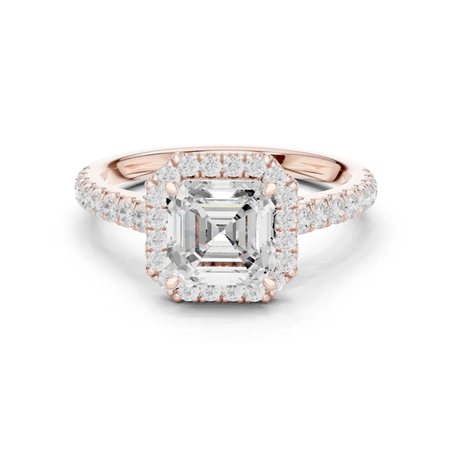 Asscher Shape Diamond Halo Engagement Ring