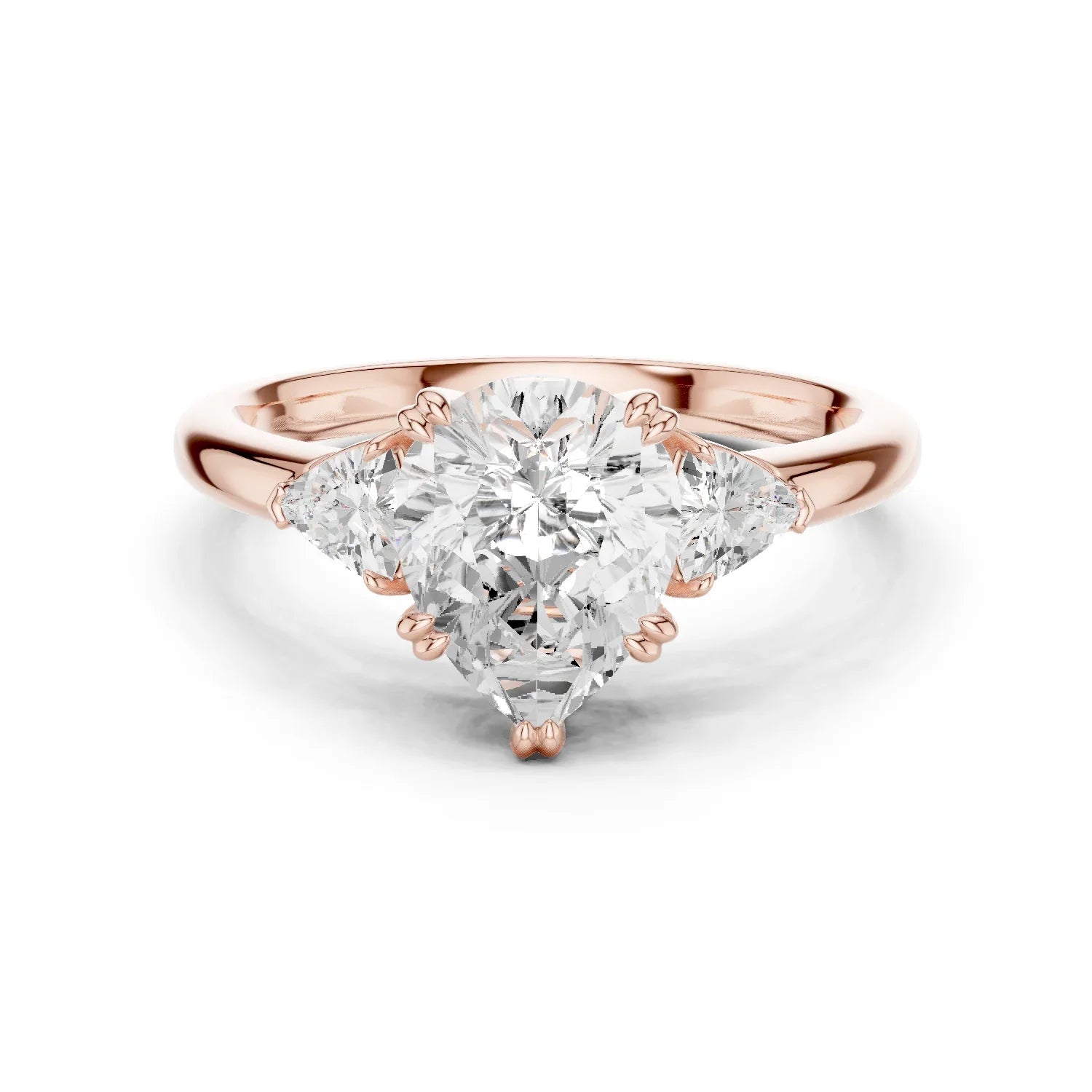 Trillion Side Diamond Pear Shape Engagement Ring