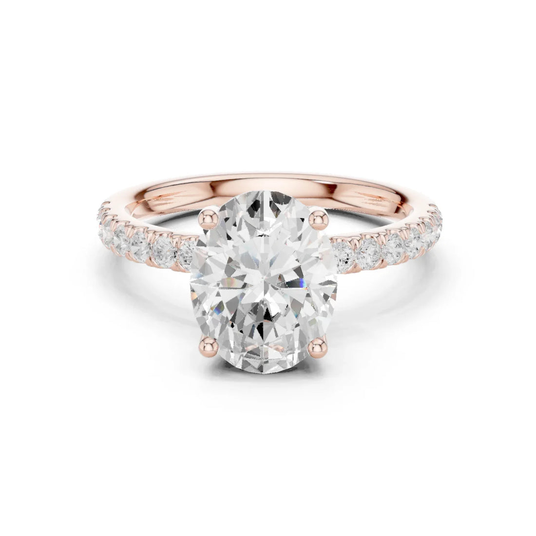 Oval Diamond Engagement Ring With Pave Band
