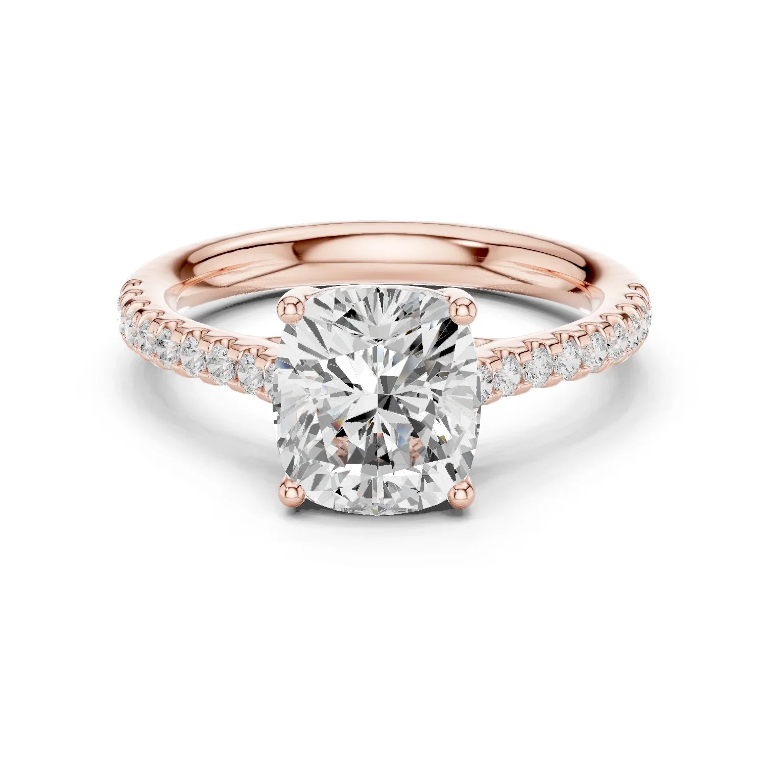 Cushion-Cut Diamond Engagement Ring with Split Shank