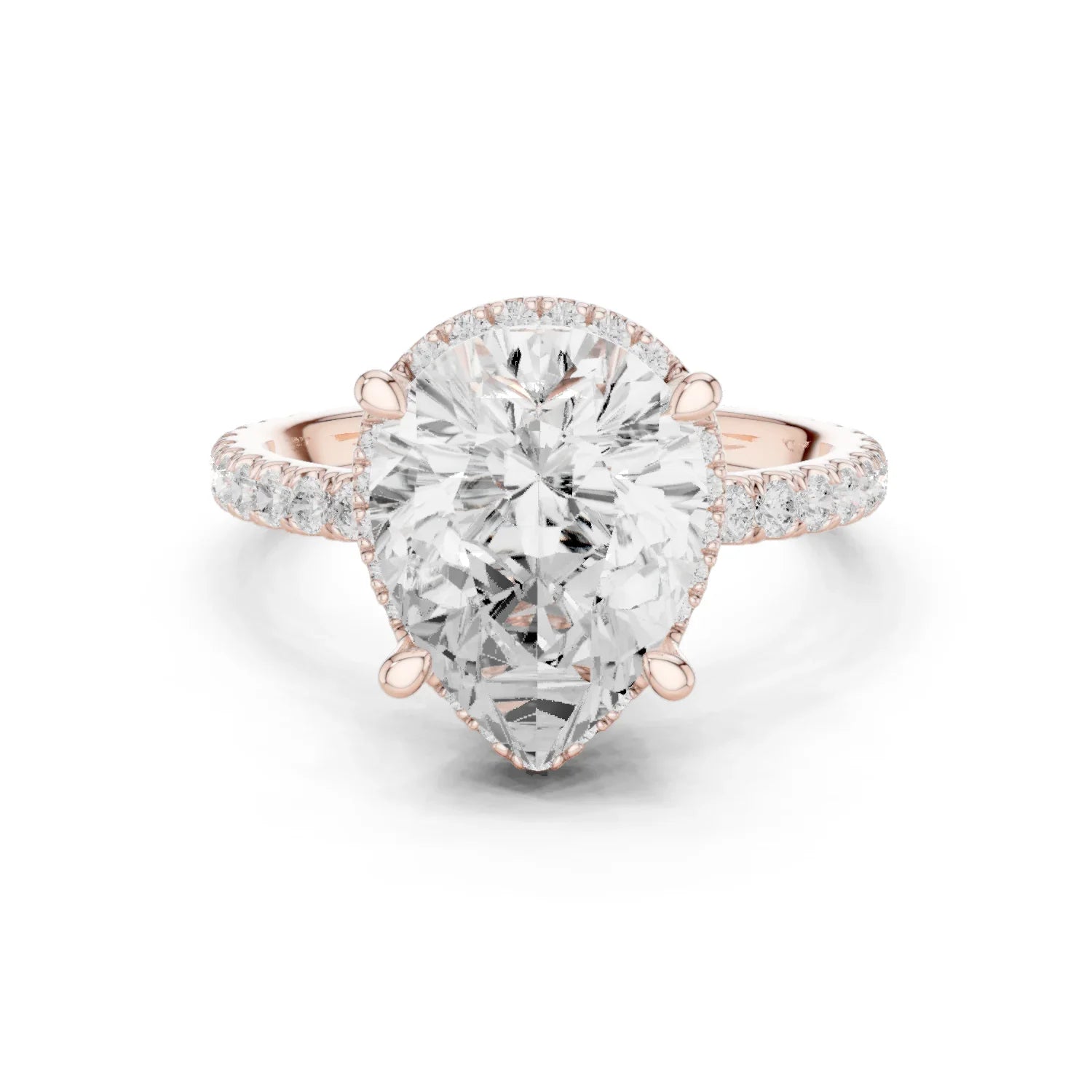Pear Diamond Hidden Halo Engagement Ring