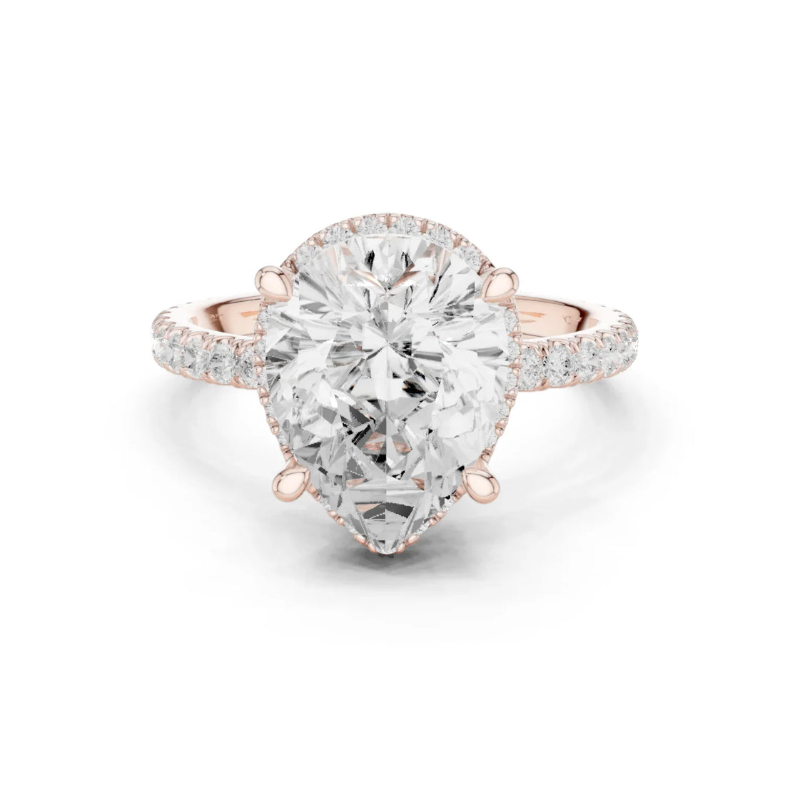 Pear Diamond Hidden Halo Engagement Ring