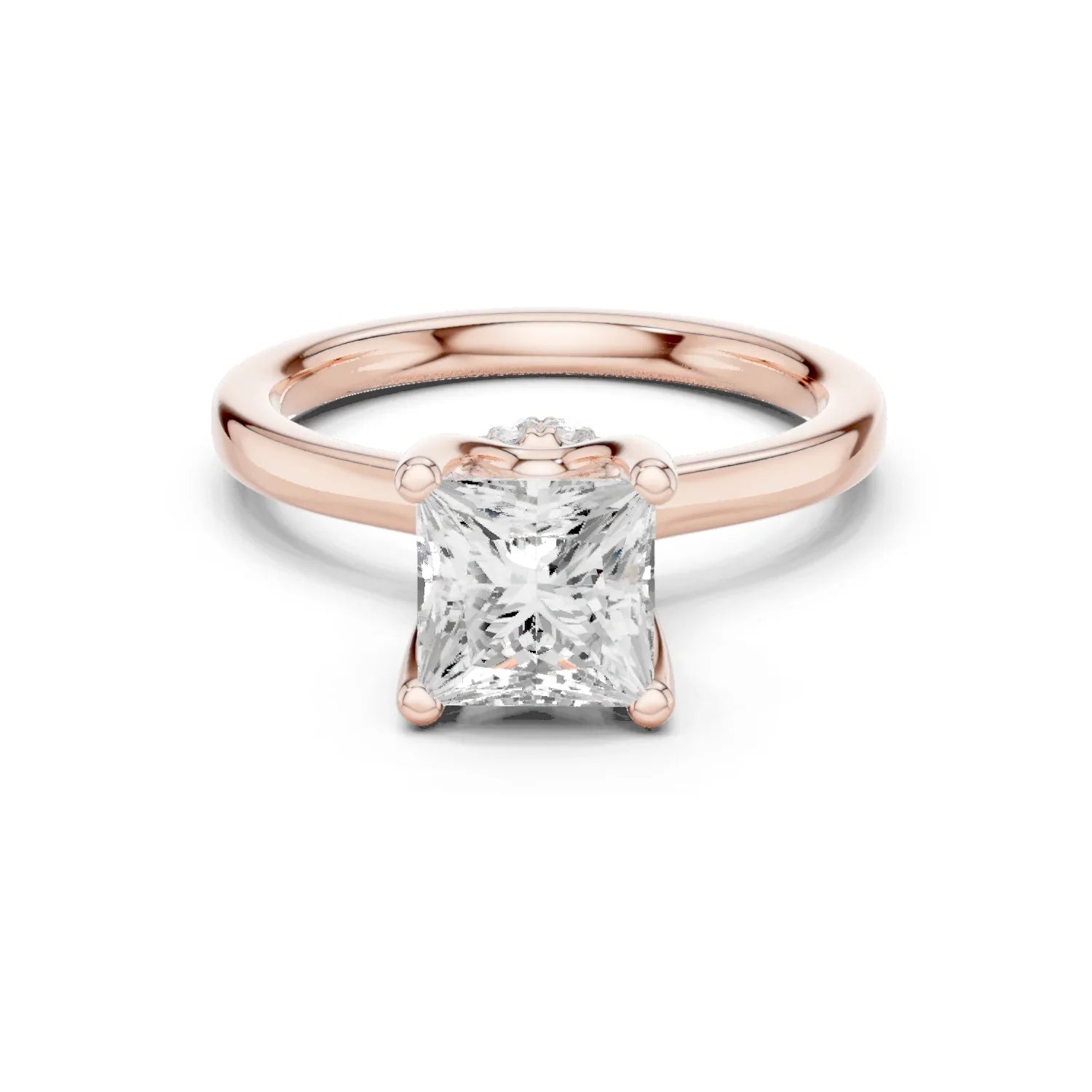 Princess Shape Diamond Hidden Halo Engagement Ring