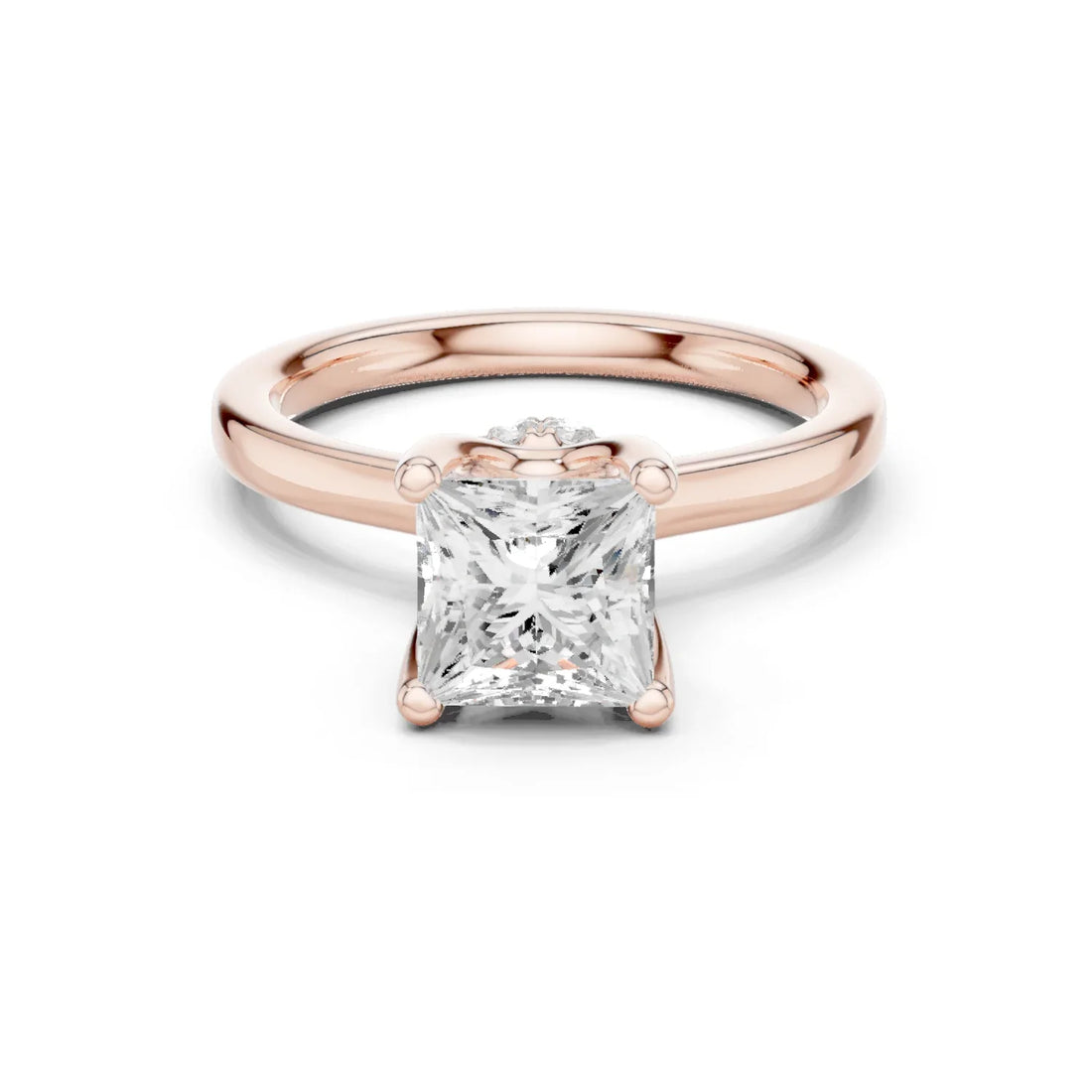 Princess Shape Diamond Hidden Halo Engagement Ring