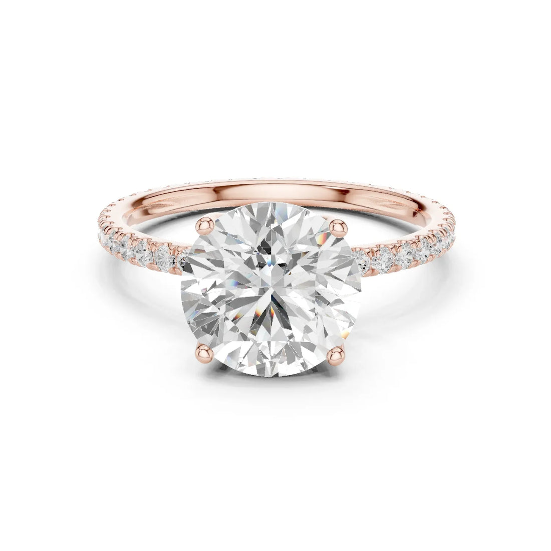 Round Shape Diamond Pave Band Engagement Ring