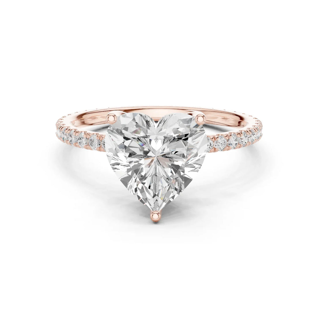 Heart Shape Diamond Pave Band Engagement Ring