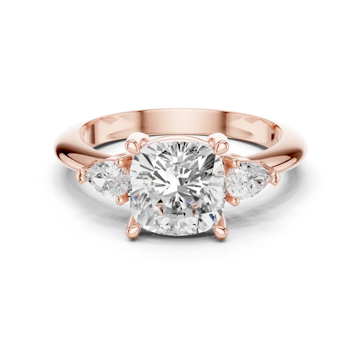 Cushion Diamond Solitaire Engagement Ring with Hidden Side Accent