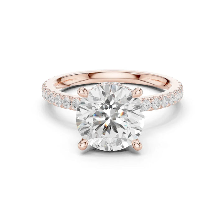 Round Cut Diamond Double Hidden Halo Engagement Ring
