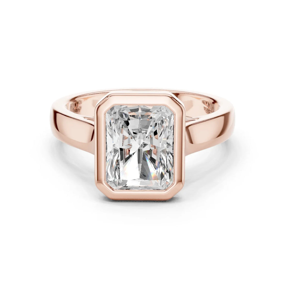 Radiant Cut Diamond Bezel Solitaire Engagement Ring