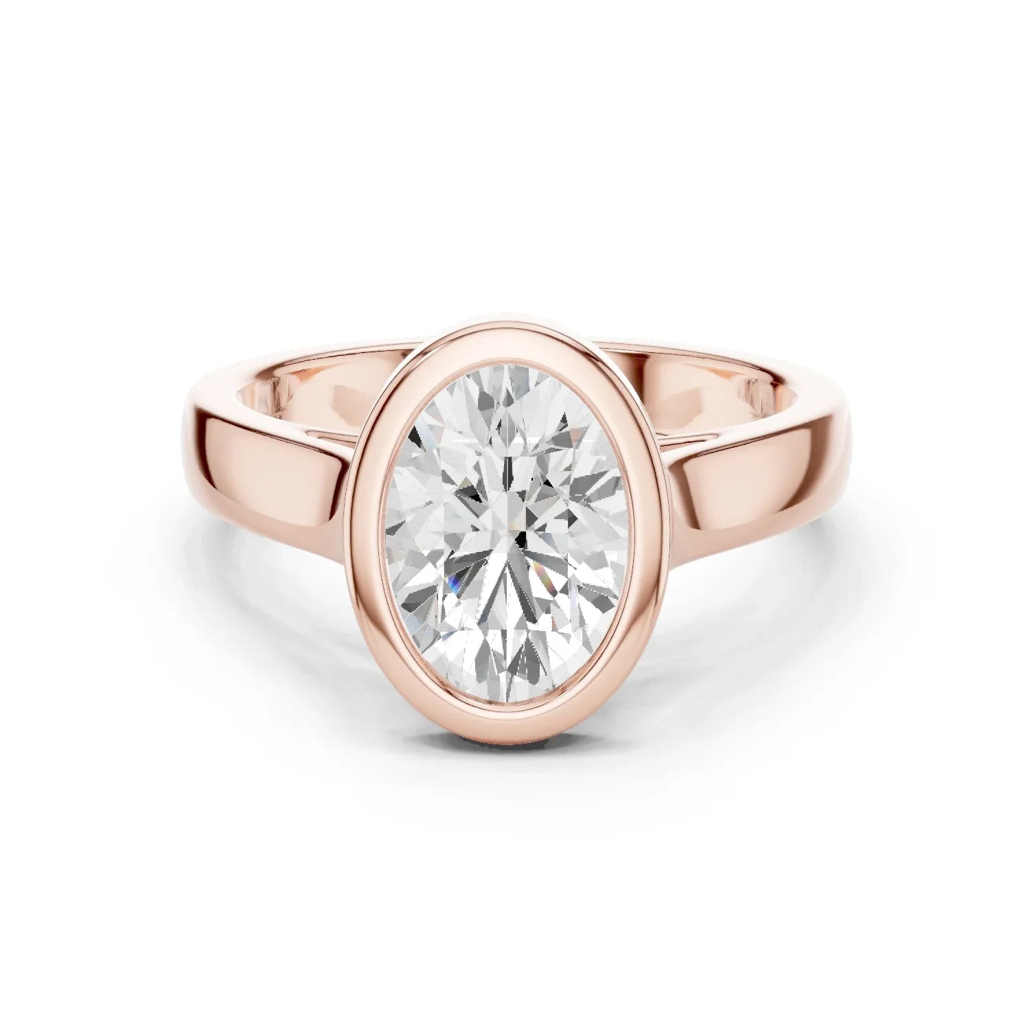 Oval Cut Diamond Bezel Solitaire Engagement Ring