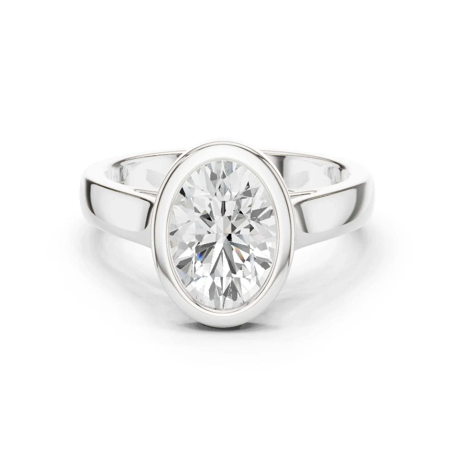 Oval Cut Diamond Bezel Solitaire Engagement Ring