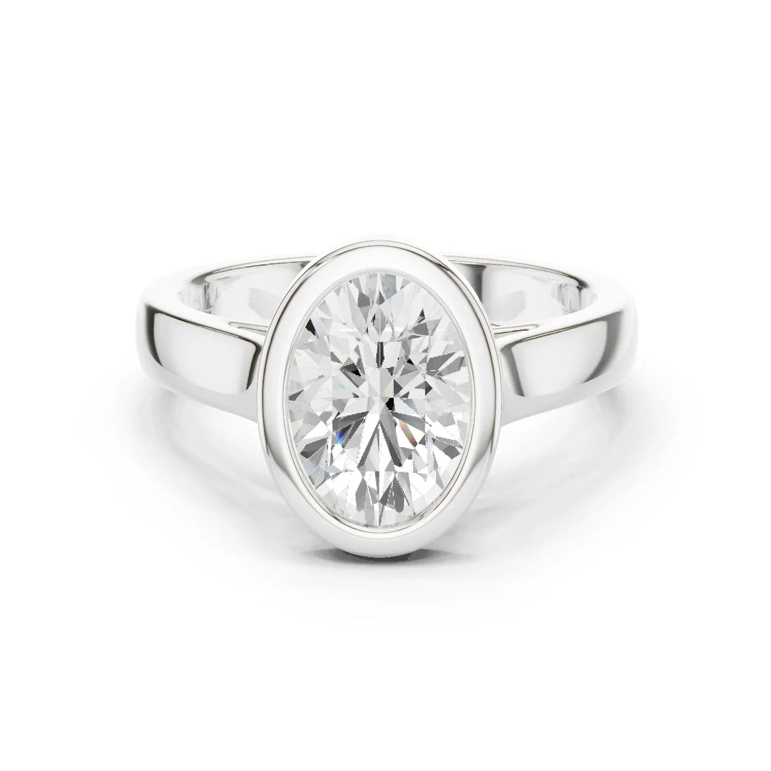 Oval Cut Diamond Bezel Solitaire Engagement Ring