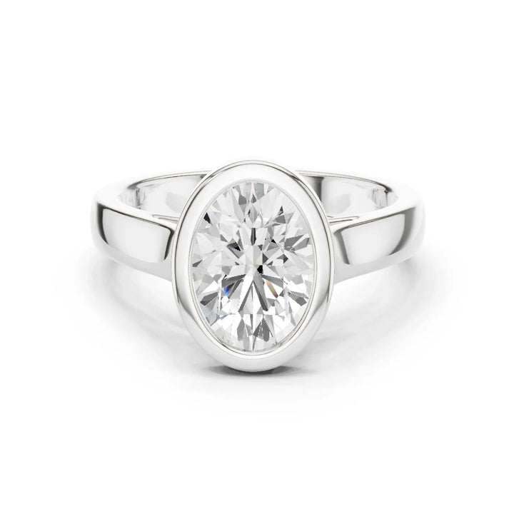 Oval Cut Diamond Bezel Solitaire Engagement Ring
