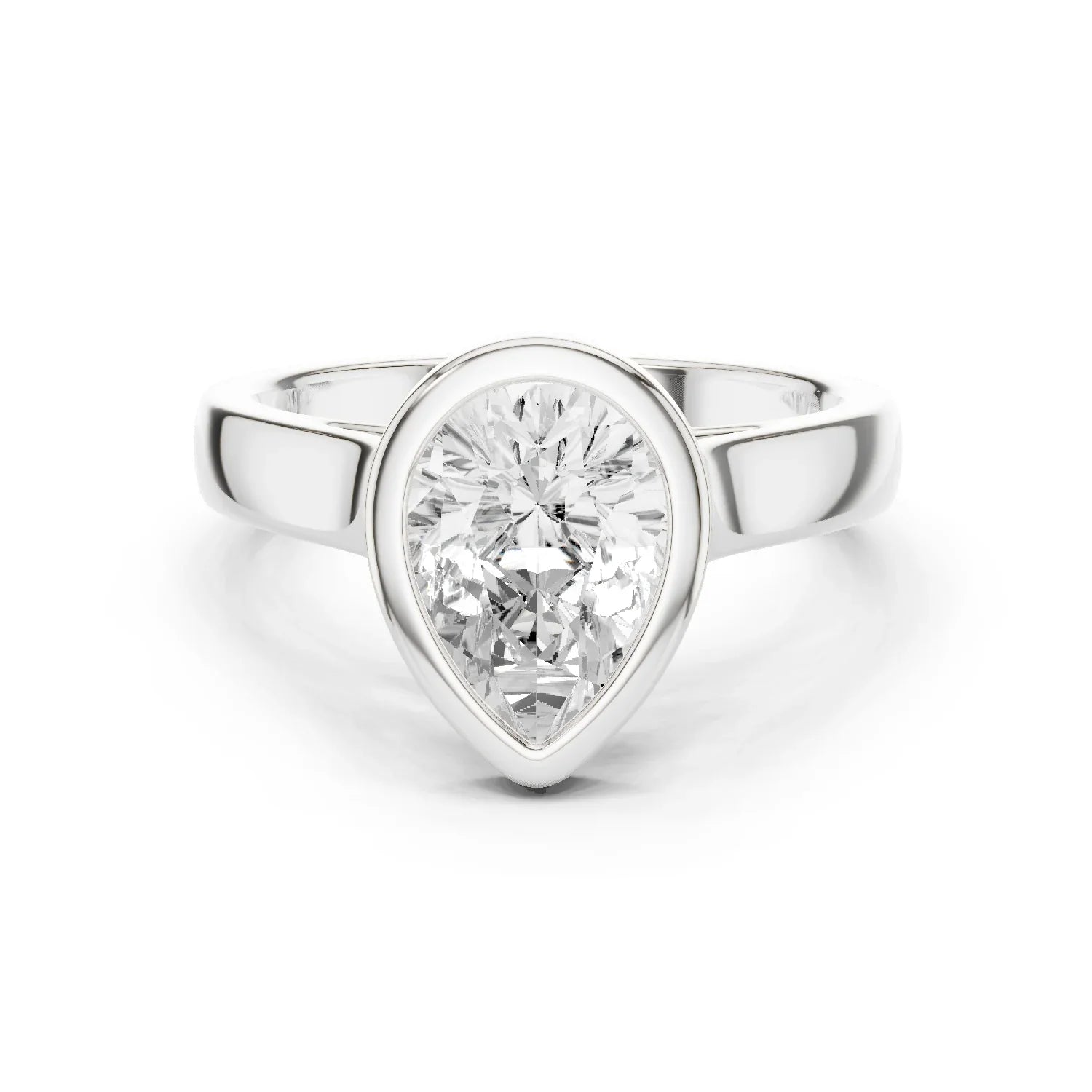 Pear Cut Diamond Bezel Solitaire Engagement Ring