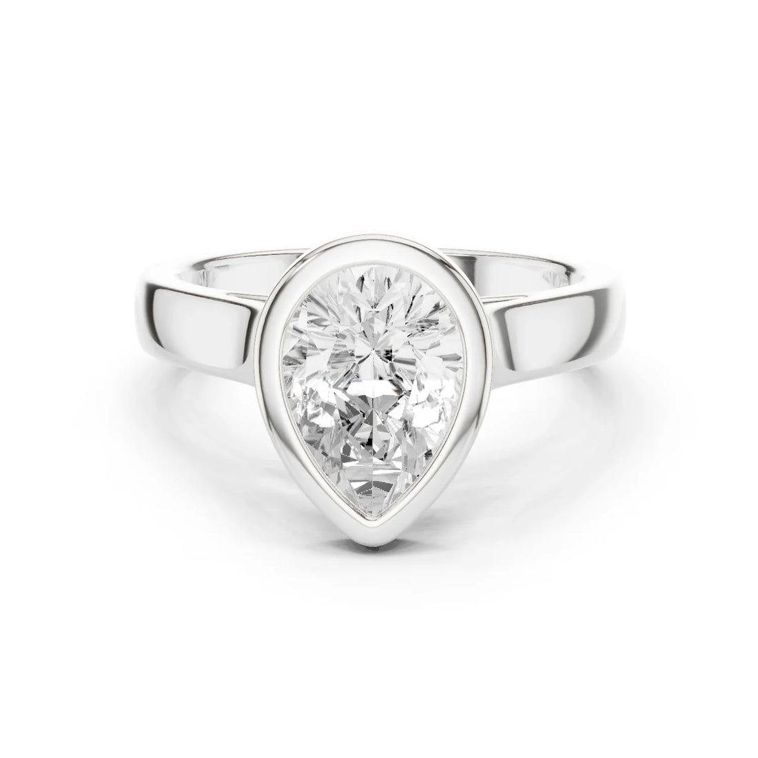 Pear Cut Diamond Bezel Solitaire Engagement Ring