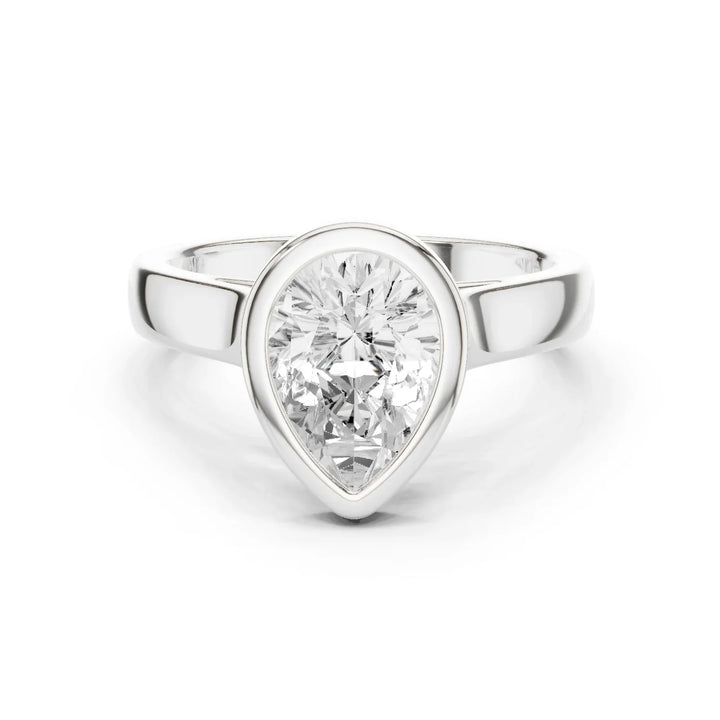 Pear Cut Diamond Bezel Solitaire Engagement Ring
