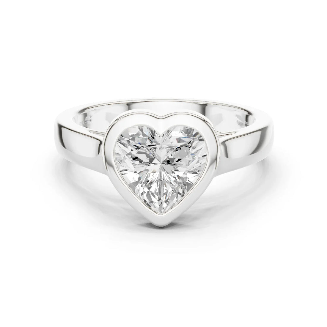Heart Cut Diamond Bezel Solitaire Engagement Ring