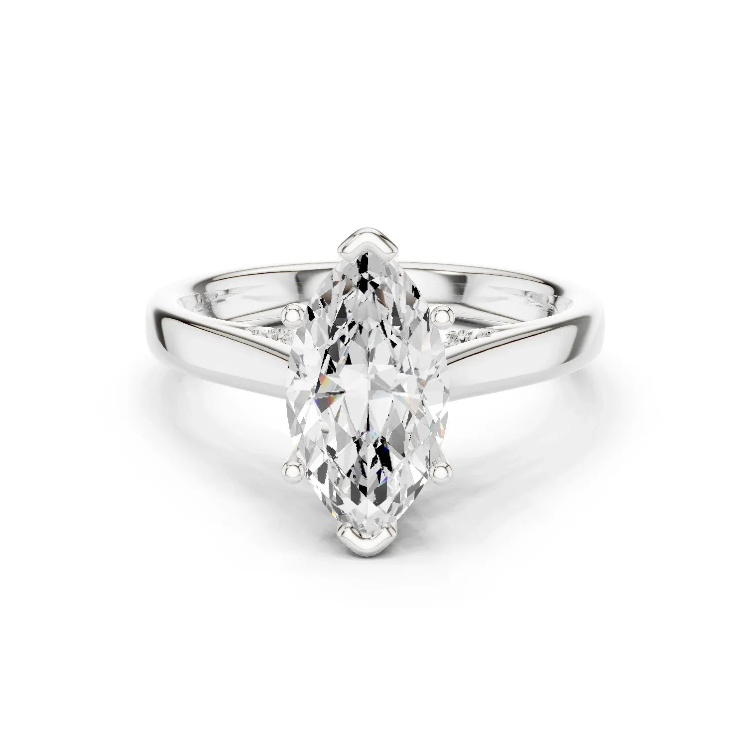 Marquise Cut Diamond Cathedral Pave Engagement Ring