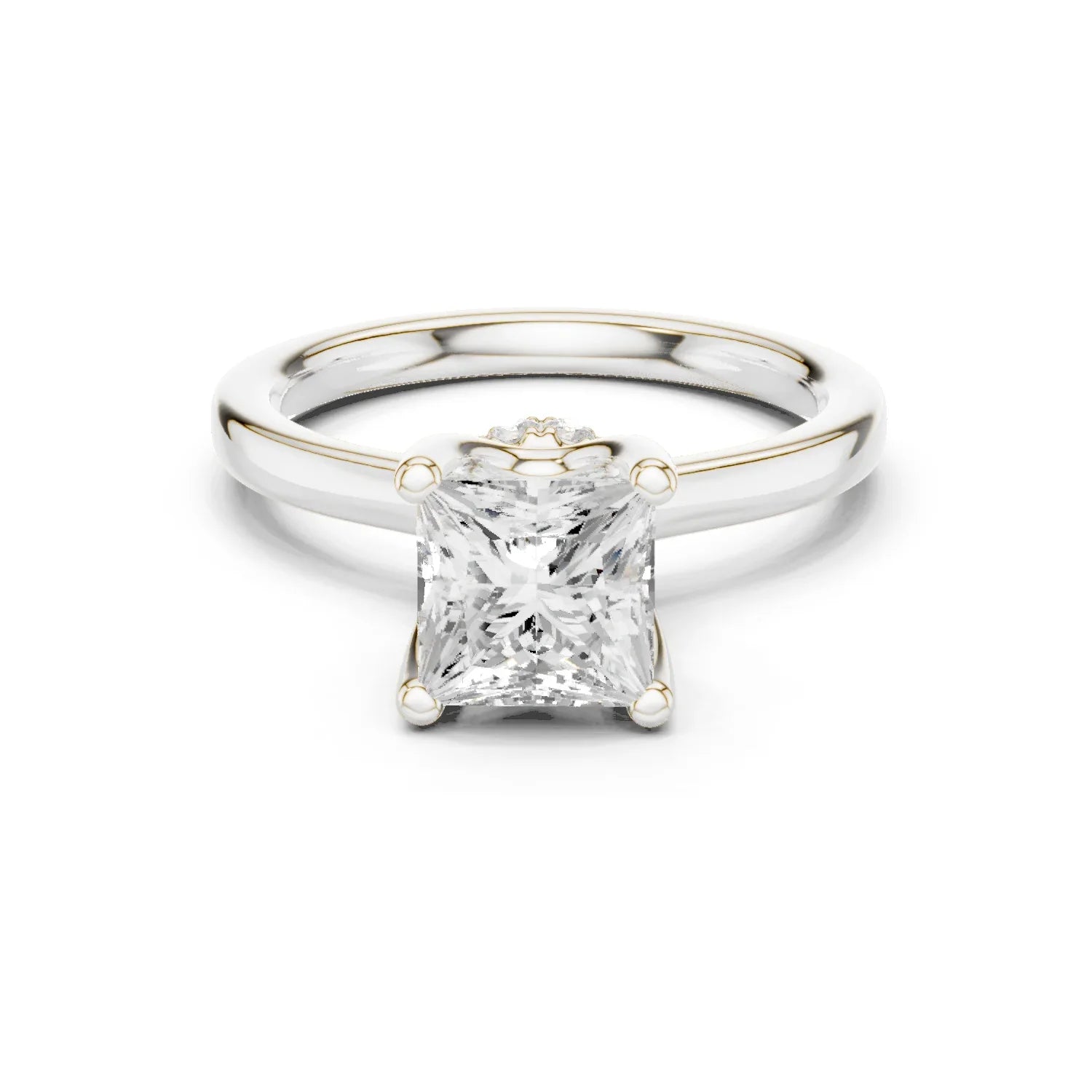 Princess Shape Diamond Hidden Halo Engagement Ring