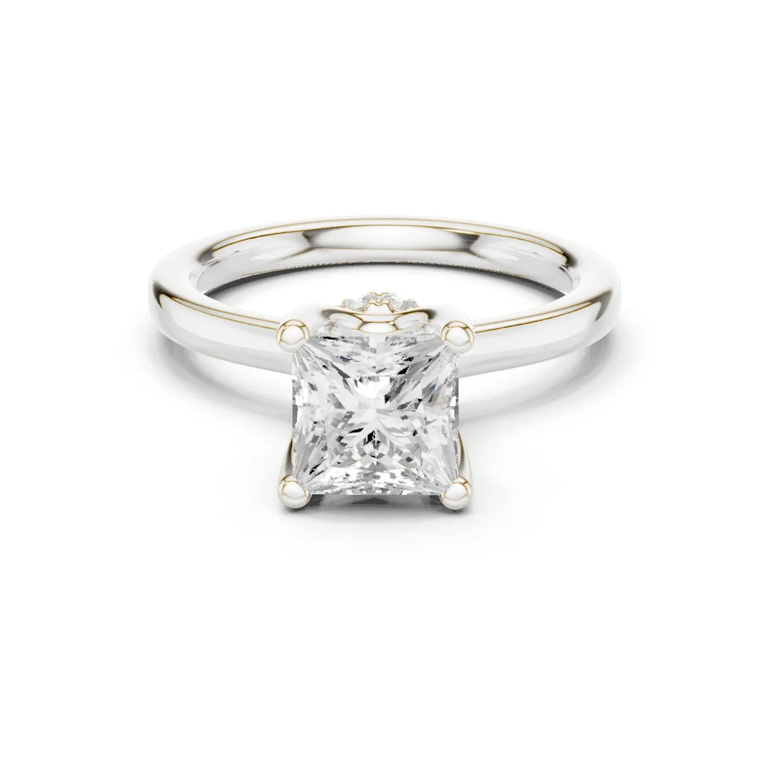 Princess Shape Diamond Hidden Halo Engagement Ring