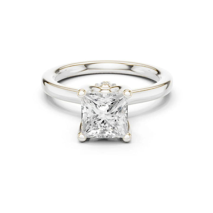 Princess Shape Diamond Hidden Halo Engagement Ring