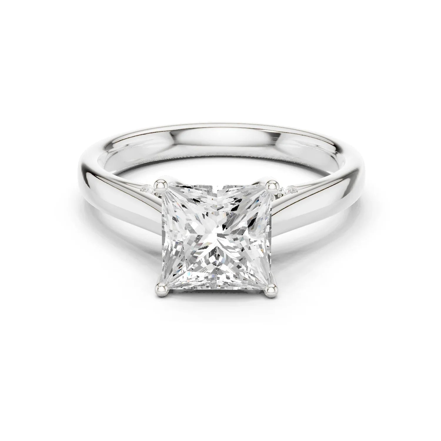 Princess Cut Diamond Cathedral Pave Engagement Ring