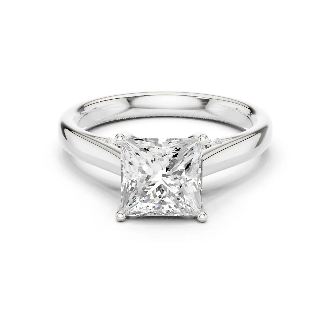 Princess Cut Diamond Cathedral Pave Engagement Ring