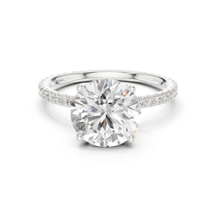 Round Shape Diamond Pave Band Engagement Ring
