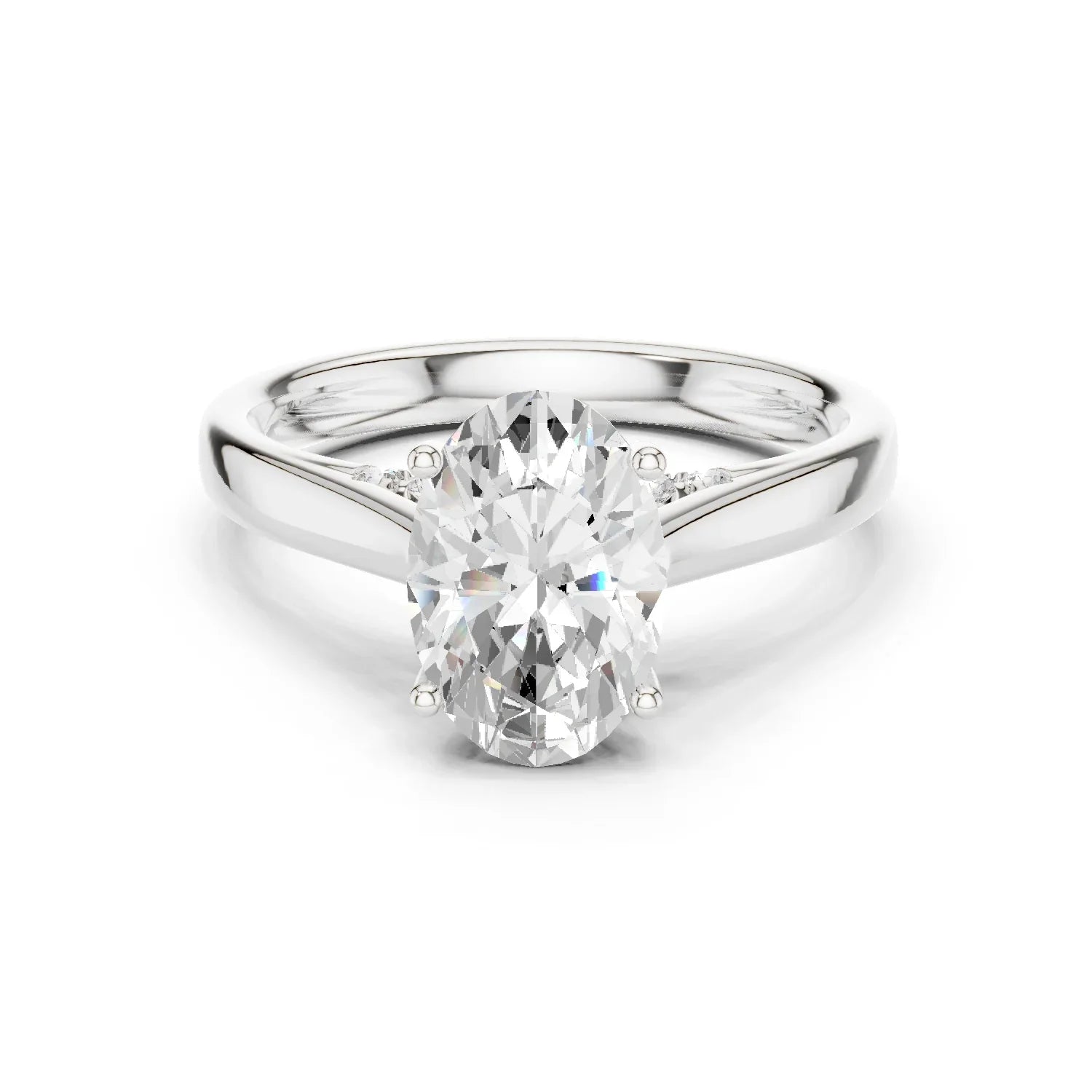 Oval Cut Diamond Cathedral Pave Engagement Ring