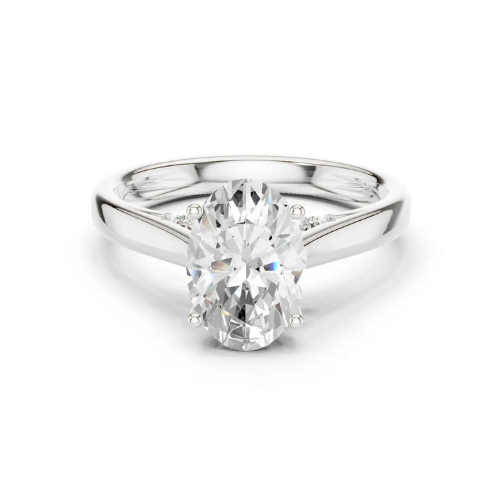 Oval Cut Diamond Cathedral Pave Engagement Ring