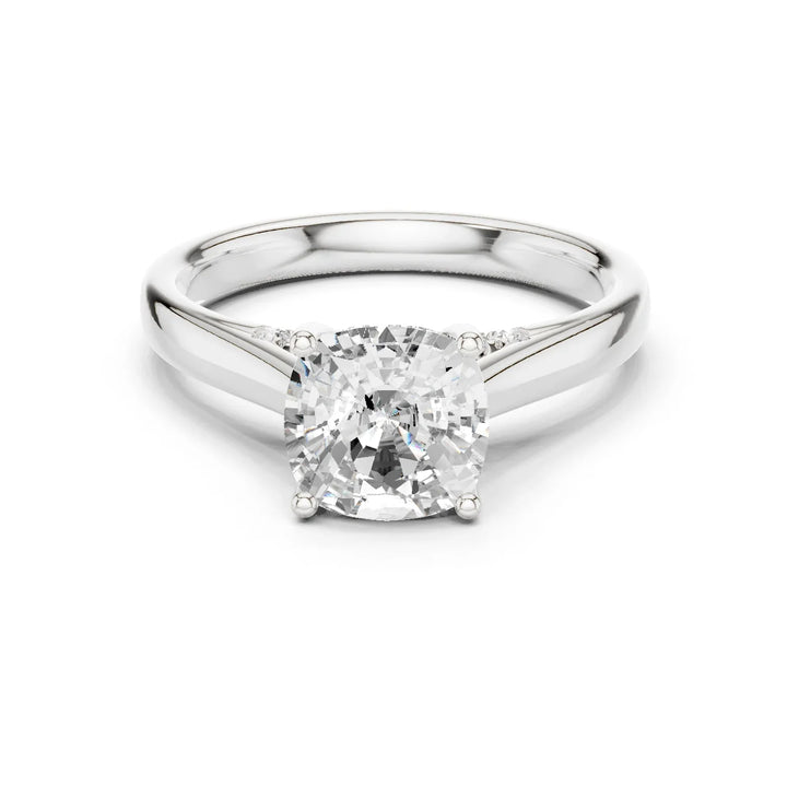Cushion Cut Diamond Cathedral Pave Engagement Ring