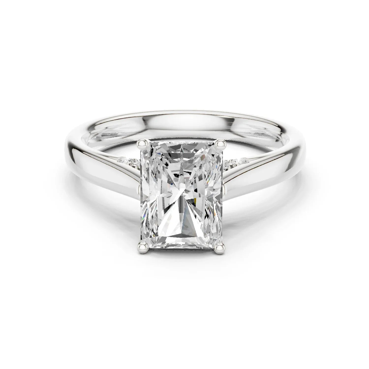 Radiant Cut Diamond Cathedral Pave Engagement Ring