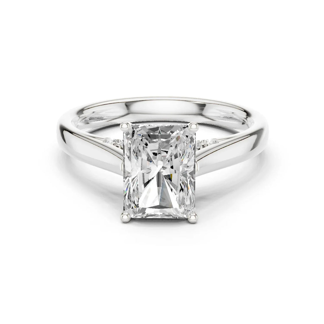 Radiant Cut Diamond Cathedral Pave Engagement Ring