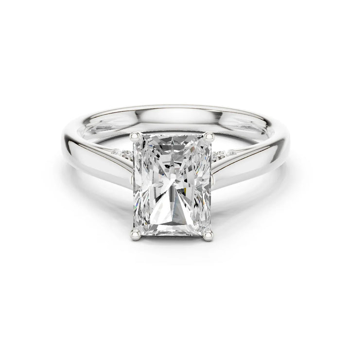 Radiant Cut Diamond Cathedral Pave Engagement Ring
