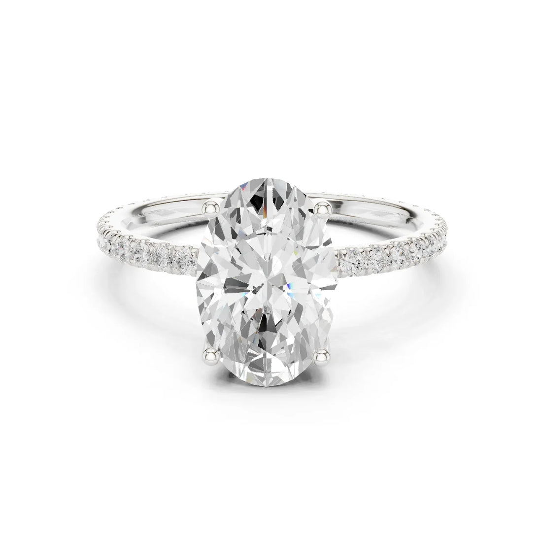 Oval Shape Diamond Pave Band Engagement Ring