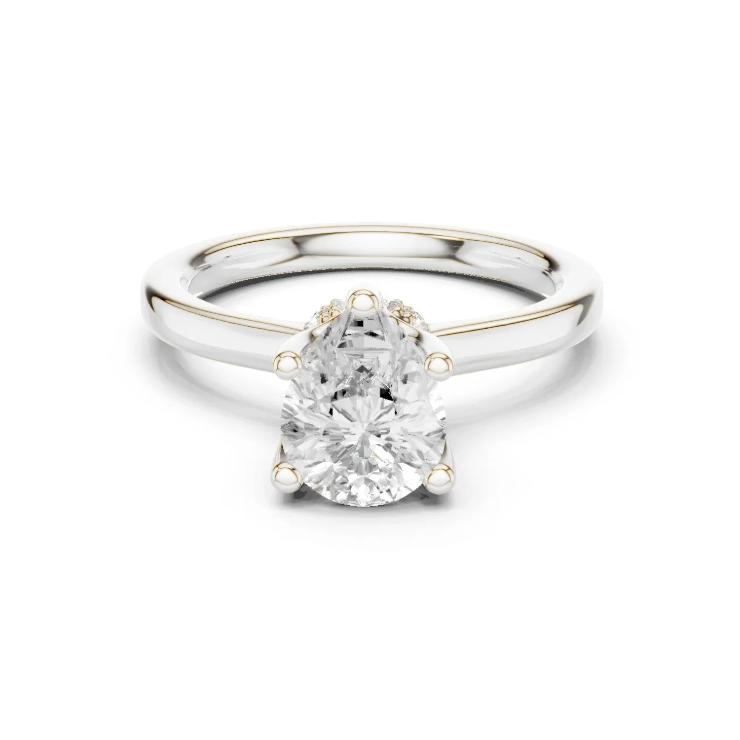 Pear Shape Diamond Hidden Halo Engagement Ring