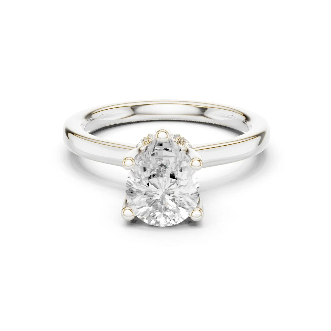 Pear Shape Diamond Hidden Halo Engagement Ring