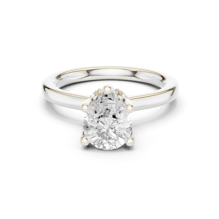 Pear Shape Diamond Hidden Halo Engagement Ring