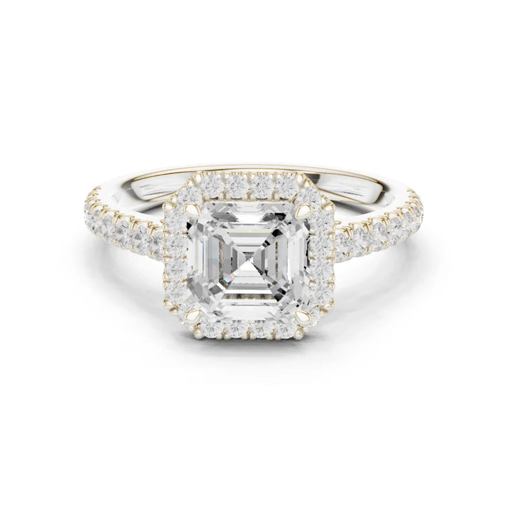 Asscher Shape Diamond Halo Engagement Ring